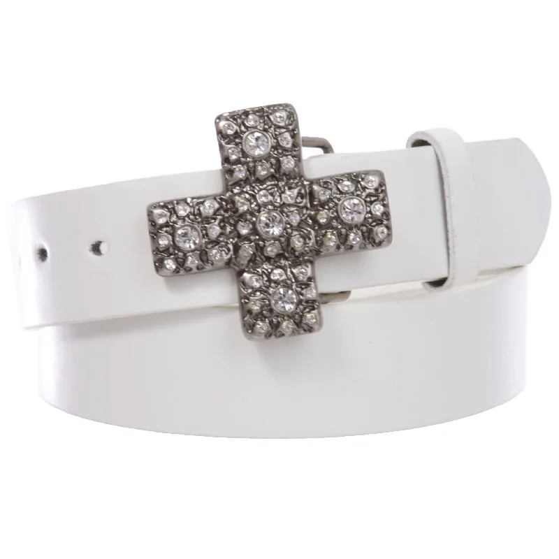 Elegant navy patent buckle-1 1/2" Snap On Cross Rhinestone Western Engraving Buckle With Leather Belt