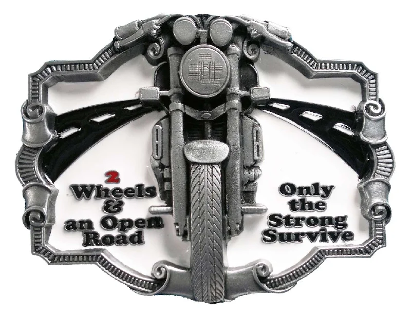 Vintage woven hemp belt-2 Wheels and an Open Road Belt Buckle