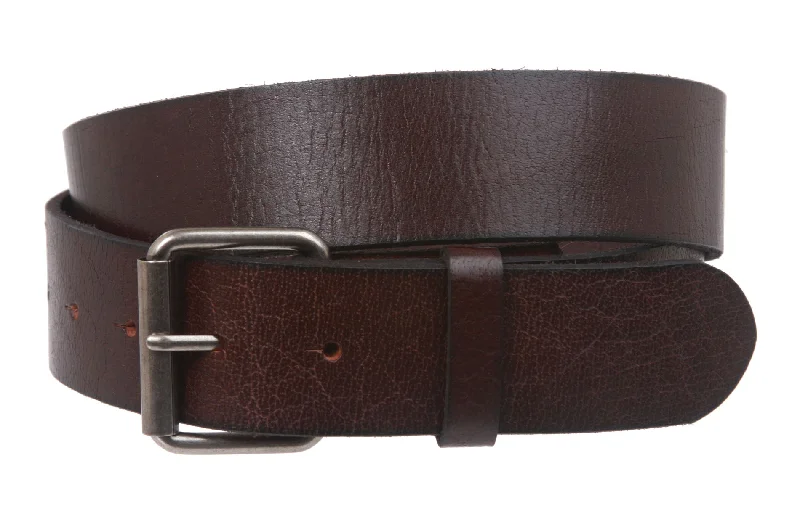 Modern gold fabric belt-Vintage Genuine Soft Hand Oil-Tanned Leather Snap on Buckle Belt