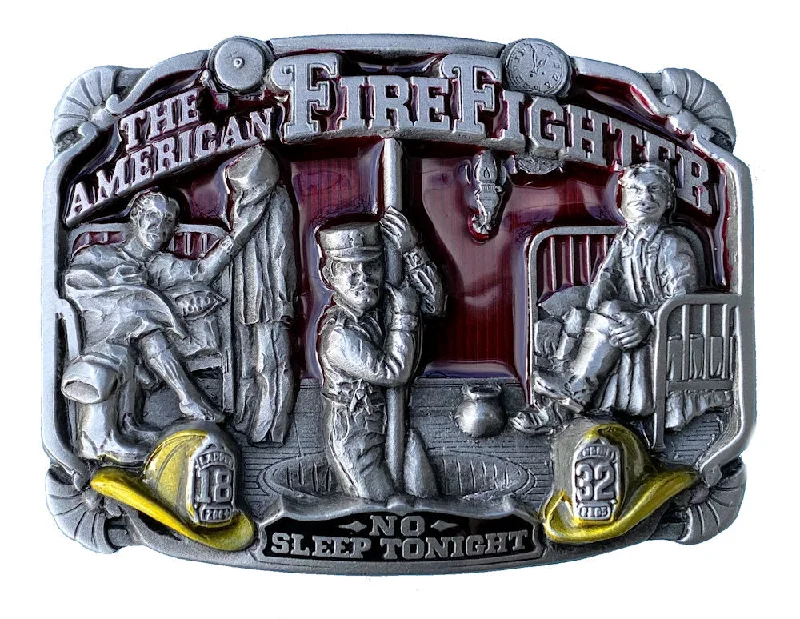 Modern silver buckle belt-American Firefighters Belt Buckle