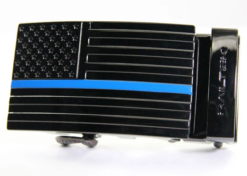 Wide nylon studded belt-Blue Line American Flag Railtek™ Belt