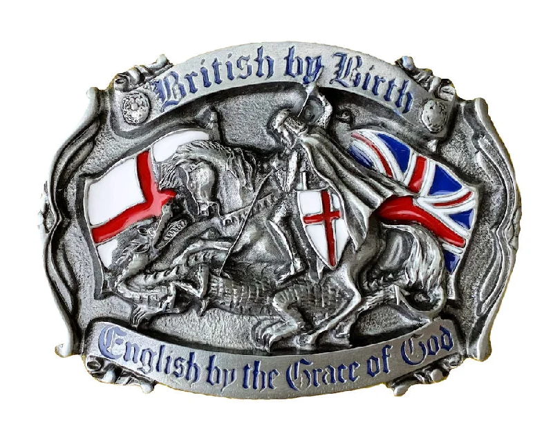 Slim suede embossed belt-British by Birth English by the Grace of God Belt Buckle