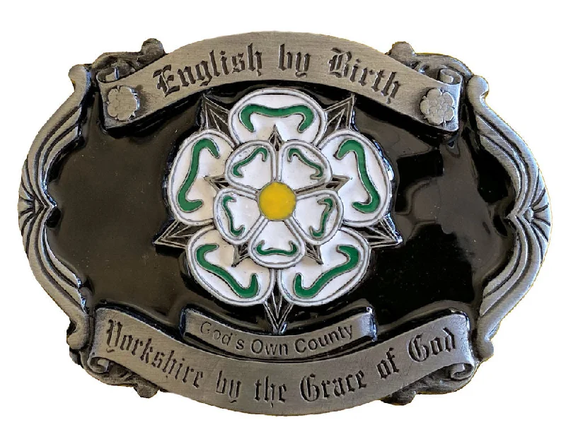 Elegant red patent belt-British by Birth Yorkshire by the Grace of God Belt Buckle