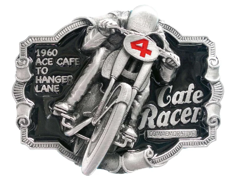 Minimalist khaki nylon belt-Cafe Race Commemorative Biker Belt Buckle