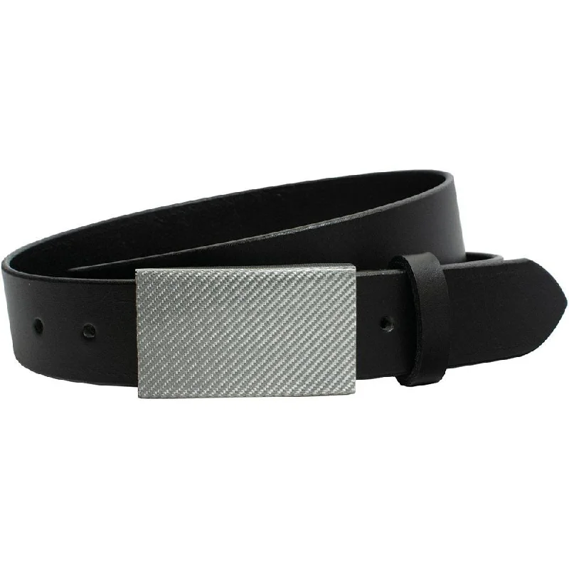 Vintage cotton military belt-CF 2.0 Black Dress Belt with Silver Weave Buckle by Nickel Smart®