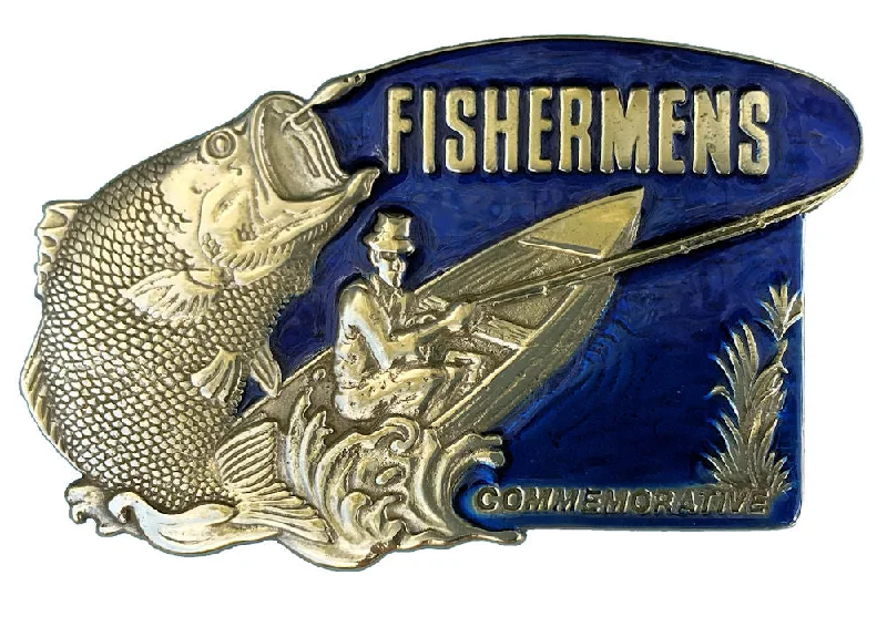 Unique double buckle belt-Commemorative Fisherman Blue Belt Buckle