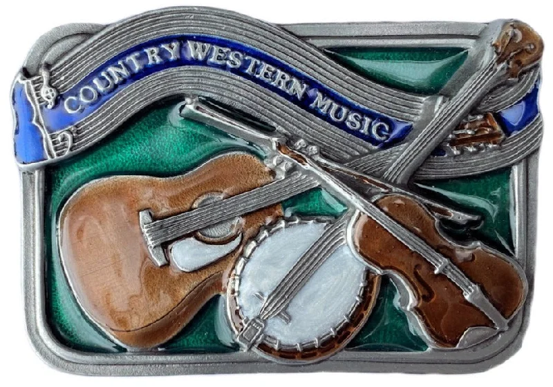 Unique vintage silver buckle-Country Western Music Belt Buckle