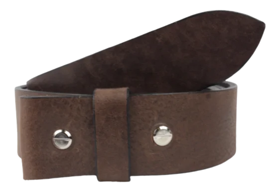 Rustic tan fabric buckle-Dark Brown 1.25 Inch (32mm) Buckleless Leather Belt Strap Chicago Screws