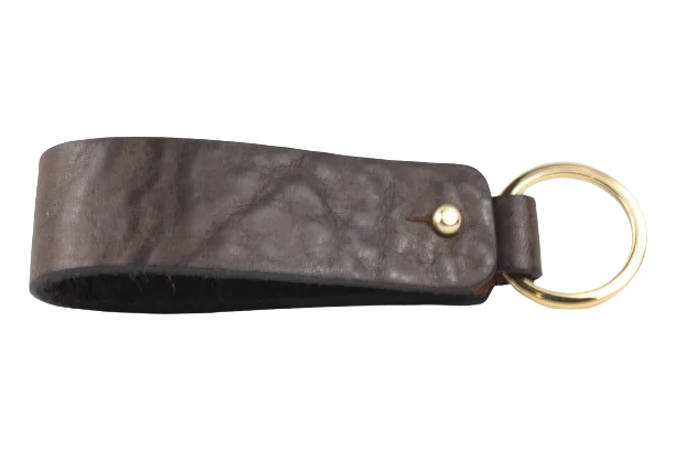 Slim canvas studded belt-Dark Brown Leather Keychain Holder | Key Ring Belt Holders