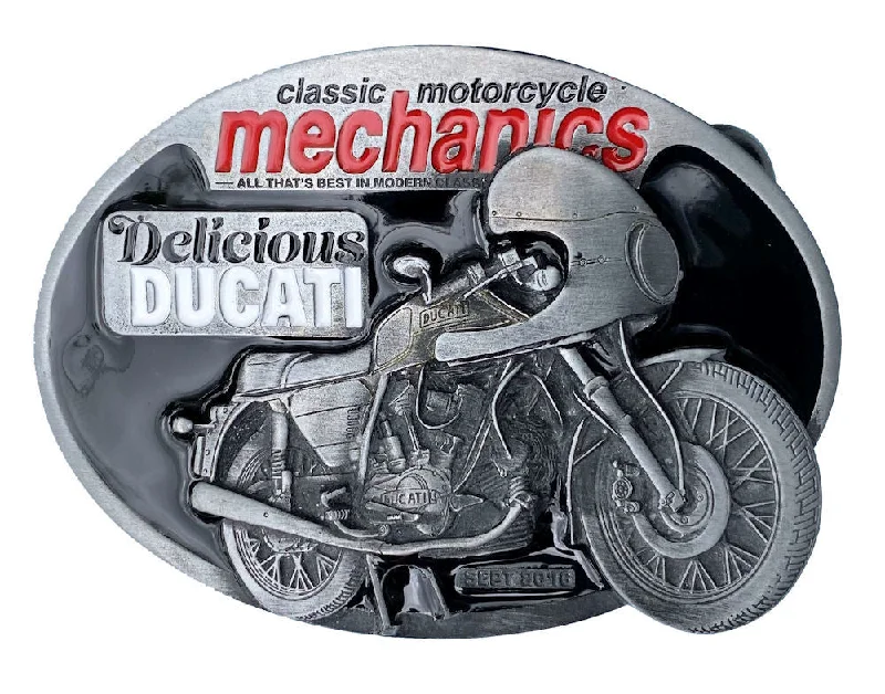 Modern silver fabric belt-Ducati Belt Buckle