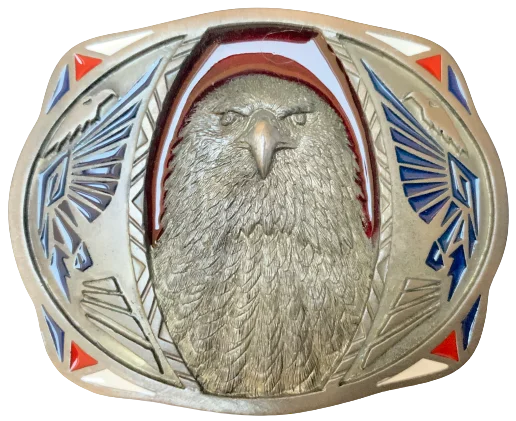 Handcrafted corduroy striped belt-Eagle Head Belt Buckle