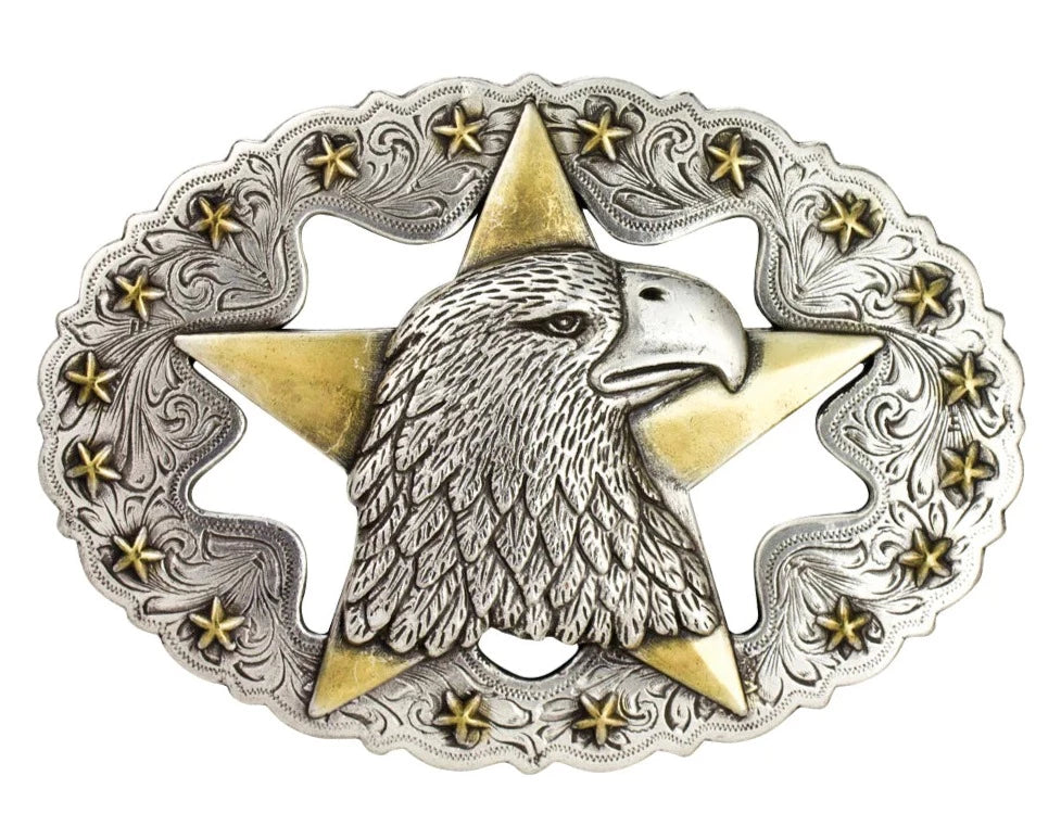 Unique brass studded belt-Eagle Star Trophy Belt Buckle