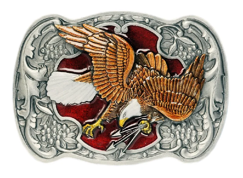 Handcrafted corduroy floral belt-Eagle with Arrows Belt Buckle