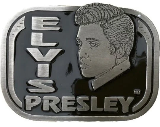 Handcrafted tan suede belt-Elvis Face Black Belt Buckle