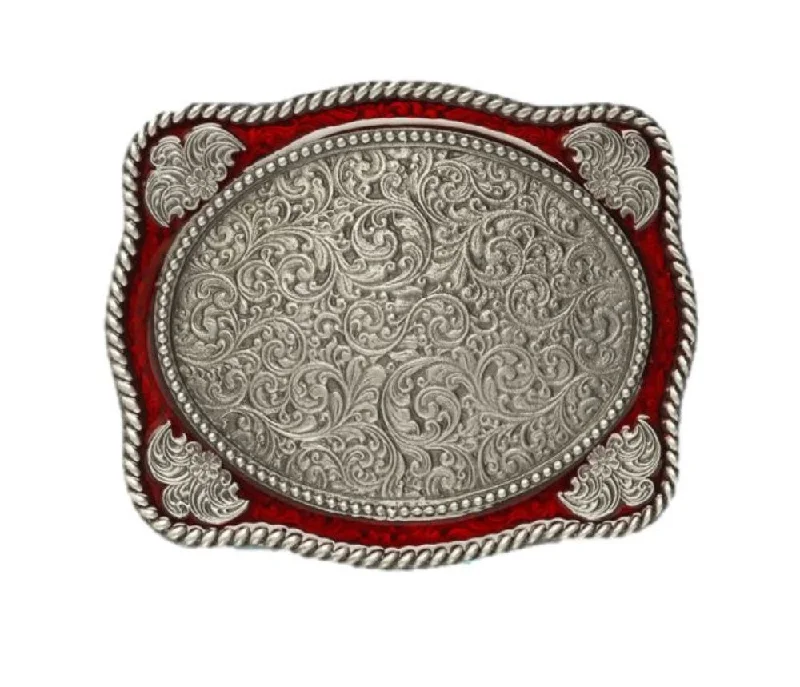 Rustic tan nylon belt-Filigree Design Belt Buckle