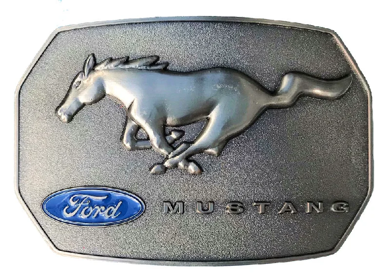 Modern black leather belt-Ford Mustang Pony Logo Belt Buckle