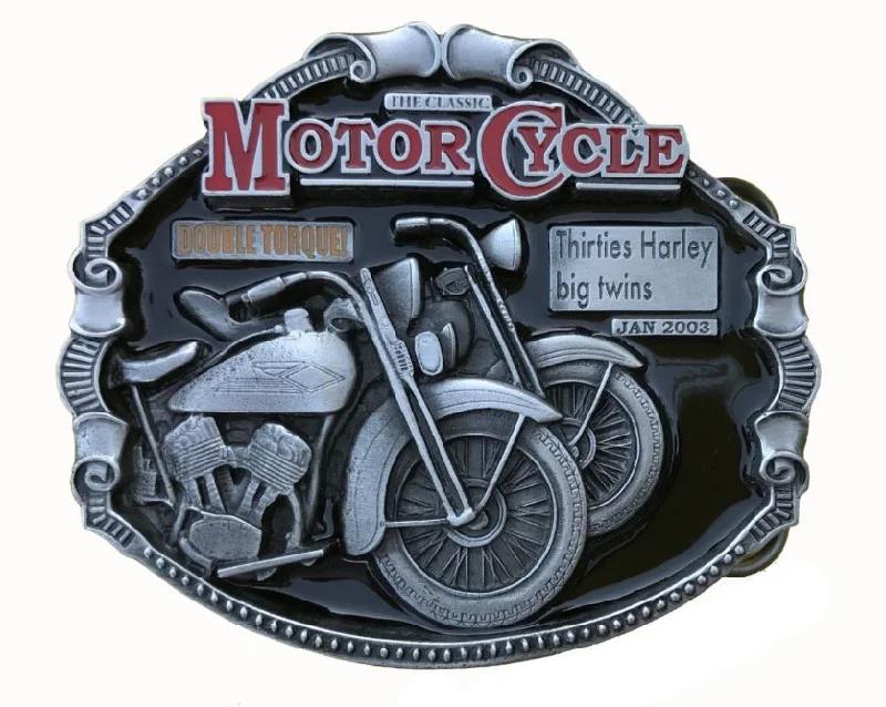 Minimalist white fabric belt-Harley Big Twin Belt Buckle