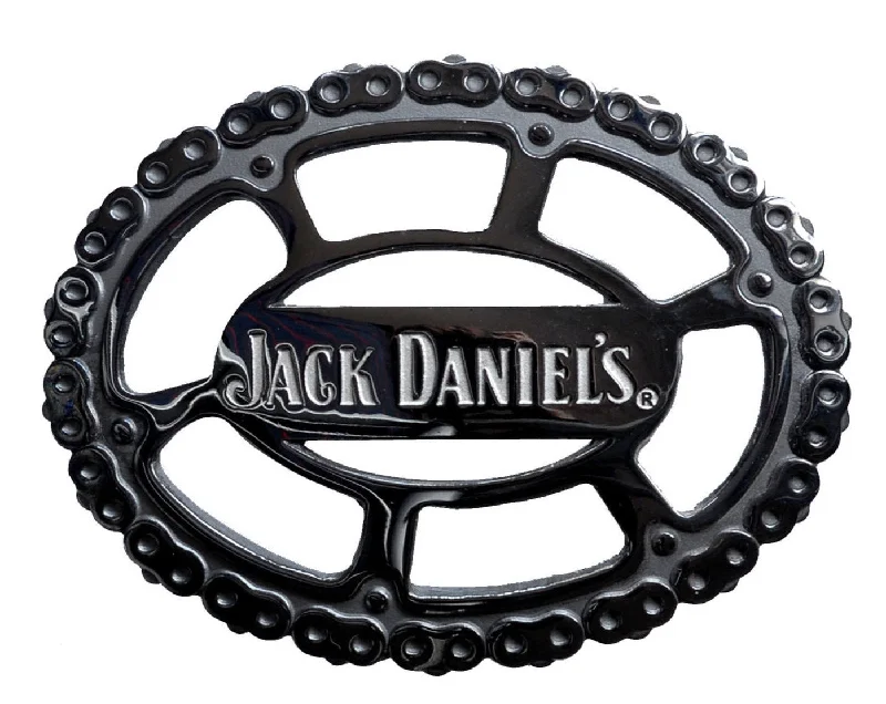 Rustic brown fabric belt-Jack Daniels Cut Out Chain Belt Buckle