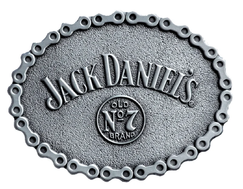 Unique reversible silver belt-Jack Daniels Oval Chain Belt Buckle