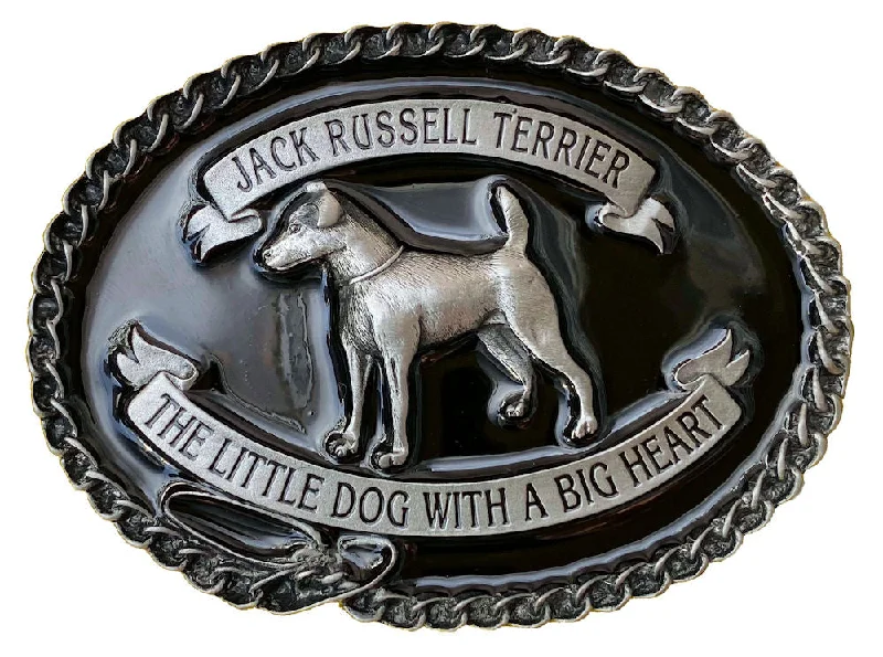 Rustic gray suede belt-Jack Russell Terrier Belt Buckle