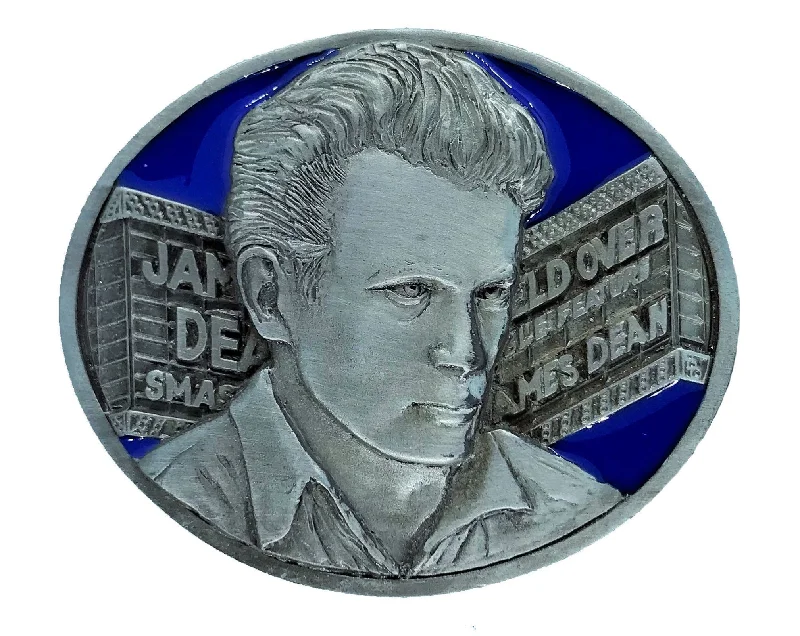 Wide nylon cargo belt-James Dean Marquee Blue Belt Buckle