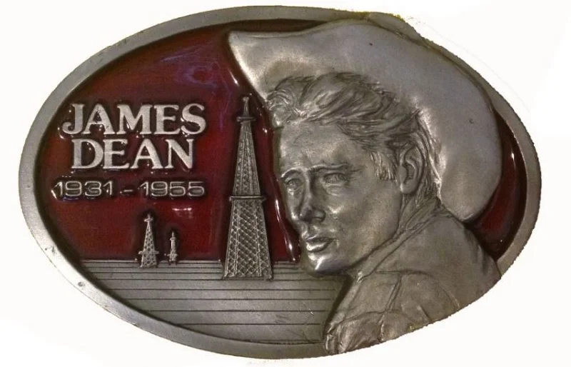 Classic leather black belt-James Dean Oil Wells Red Belt Buckle