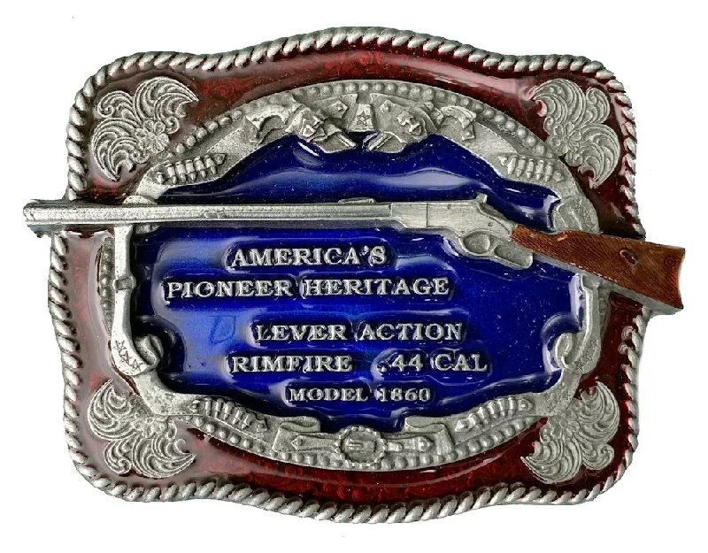 Elegant red patent belt-Lever Action 44 Belt Buckle