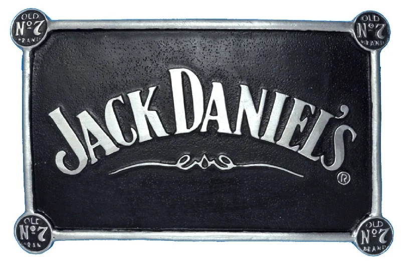 Rustic tan fabric belt-Licensed Jack Daniels Black Belt Buckle