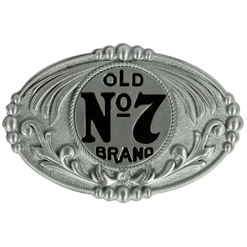 Elegant navy leather belt-Licensed Jack Daniels Oval Old No.7 Belt Buckle