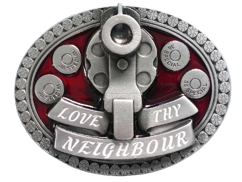 Contemporary elastic utility belt-Love Thy Neighbour Belt Buckle