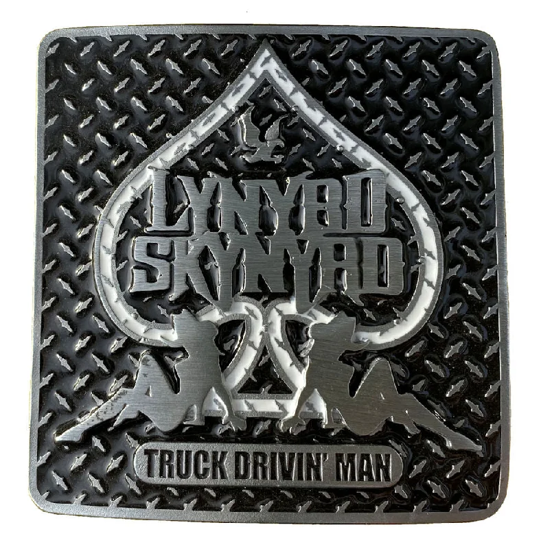 Wide suede boho belt-Lynyrd Skynyad Truck Drivin Man Belt Buckle