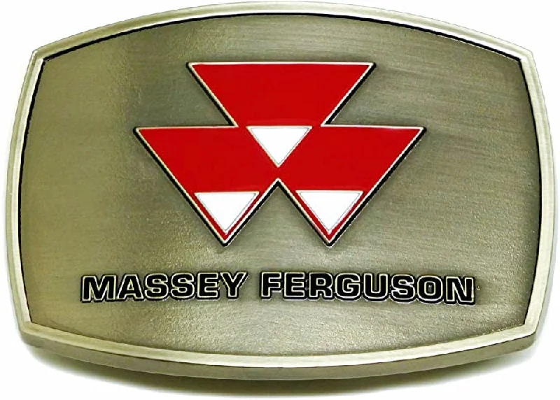 Vintage canvas khaki belt-Massey Ferguson Polished Belt Buckle