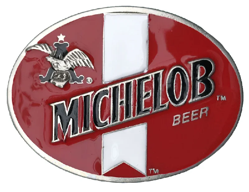 Contemporary elastic woven belt-Michelob Red Belt Buckle