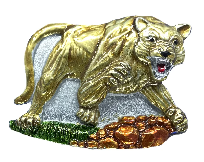 Unique reversible black belt-Mountain Lion Belt Buckle