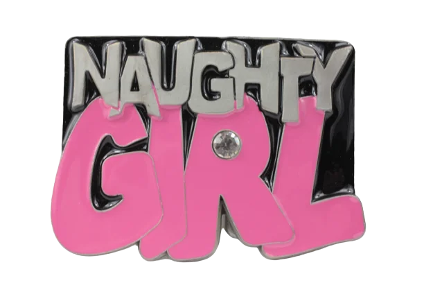 Modern silver leather belt-Naughty Girl Belt Buckle