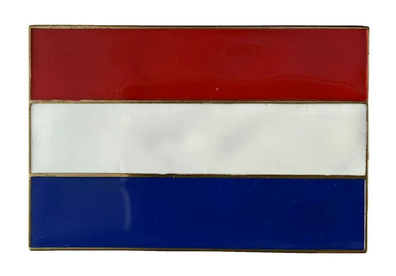 Vintage denim studded belt-Netherlands Flag Belt Buckle