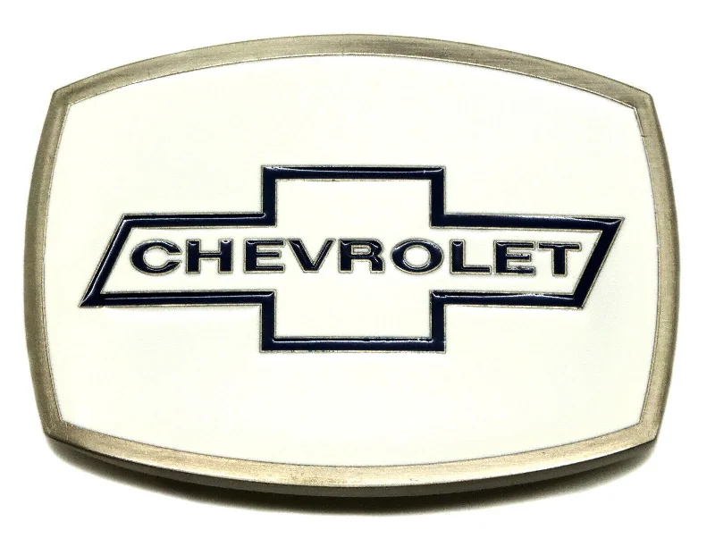 Contemporary elastic canvas buckle-Officially Licensed Chevrolet Logo White Belt Buckle