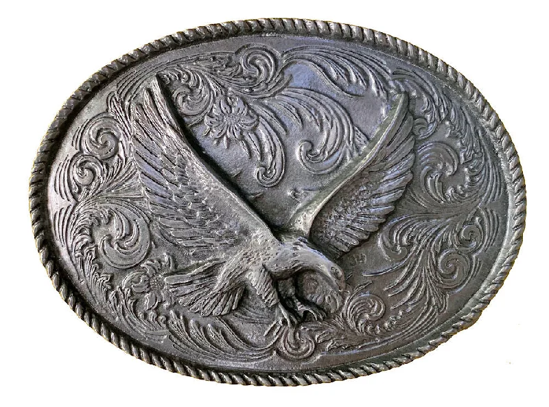 Modern nylon tactical belt-Pewter Rodeo Eagle Belt Buckle