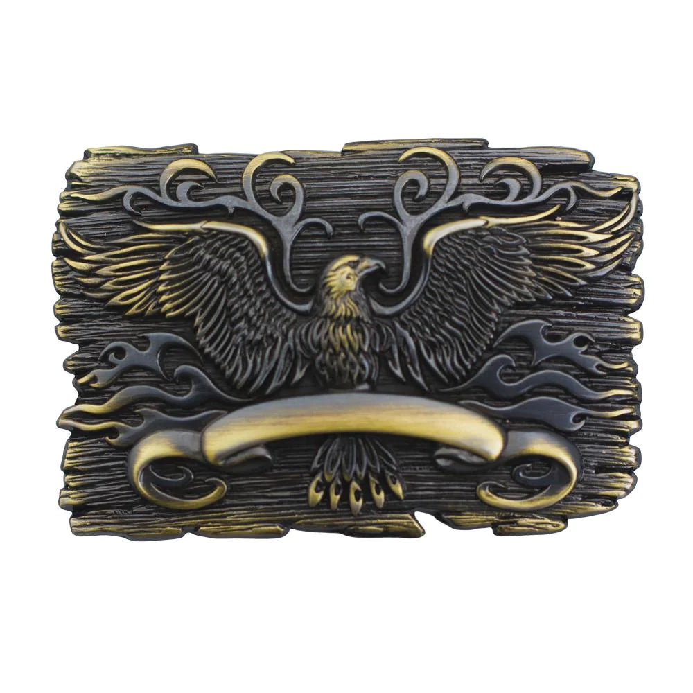 Wide suede snakeskin belt-Phoenix Trophy Belt Buckle