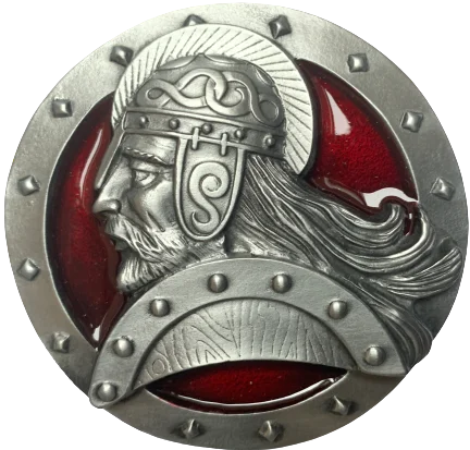 Rustic brown suede belt-Red Viking Head Belt Buckle