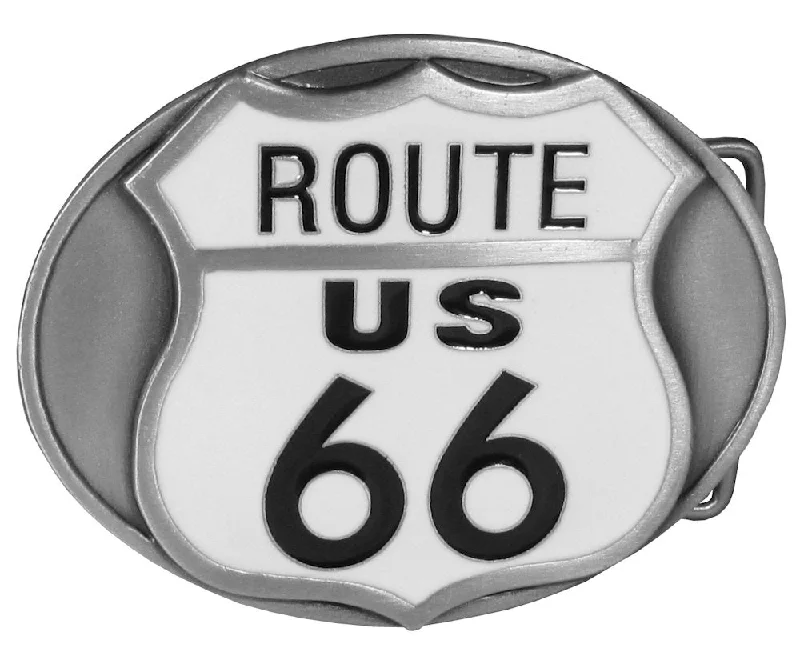 Unique reversible tan belt-Route 66 Belt Buckle