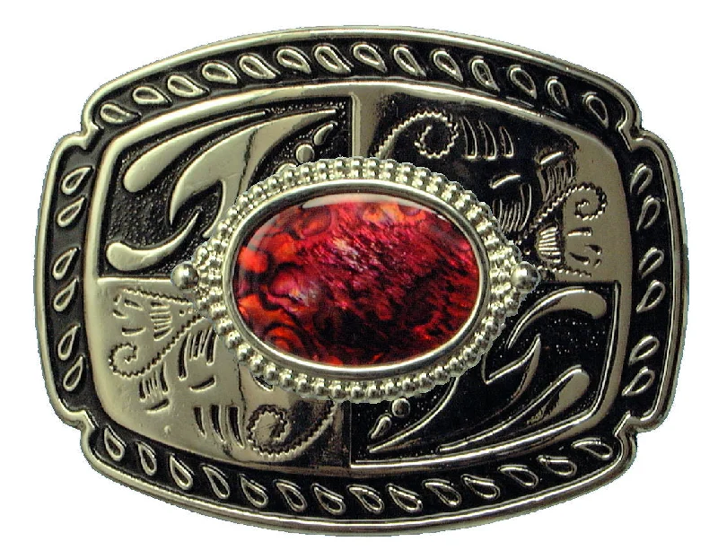 Unique brass floral buckle-Shell Design Red Belt Buckle