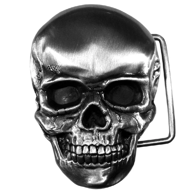 Elegant gold leather belt-Silver Skull Belt Buckle