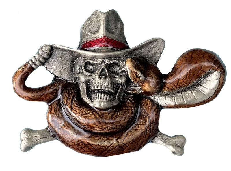 Slim leather tactical belt-Snake Hat And Skull Belt Buckle