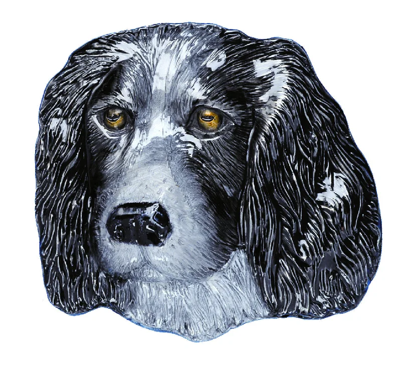 Modern silver leather belt-Spaniel Dog Belt Buckle