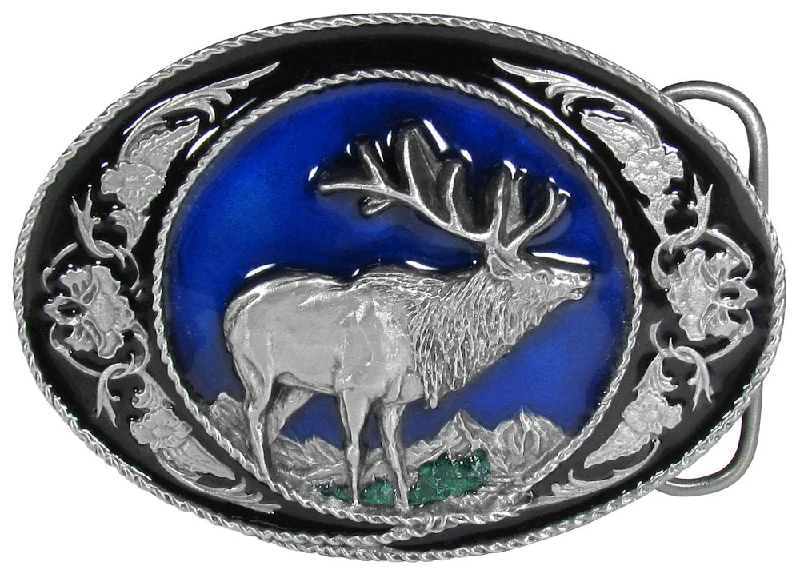 Modern gold leather belt-Stag Blue Belt Buckle