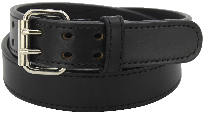 Handmade suede floral belt-The Viper: Men's Black Stitched Max Thick Leather Belt With Double Prong Buckle 1.75" Extra Wide