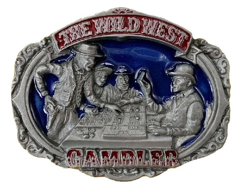 Rustic brown canvas belt-The Wild West Gambler Belt Buckle