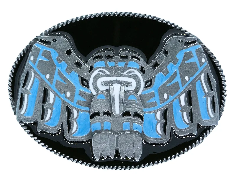 Handmade suede floral belt-Totem Western Black and Turquoise Belt Buckle