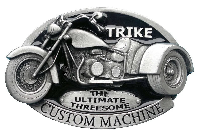 Handcrafted corduroy striped belt-Trike Custom Machine Black Belt Buckle